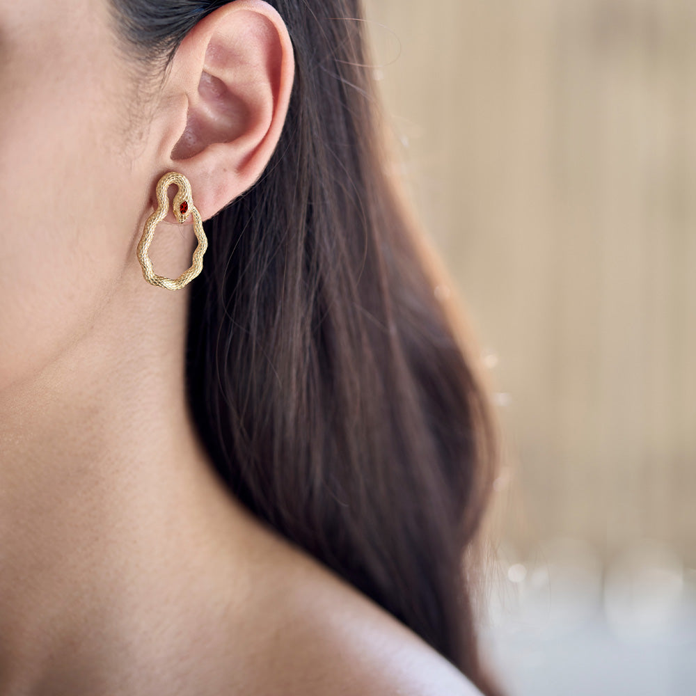 Shakti Grenat Boucle d'oreille