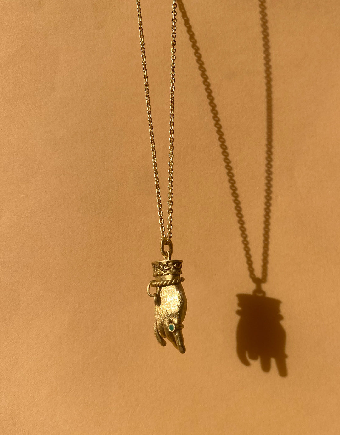 Surya Mudra Necklace Brushed Green Onyx