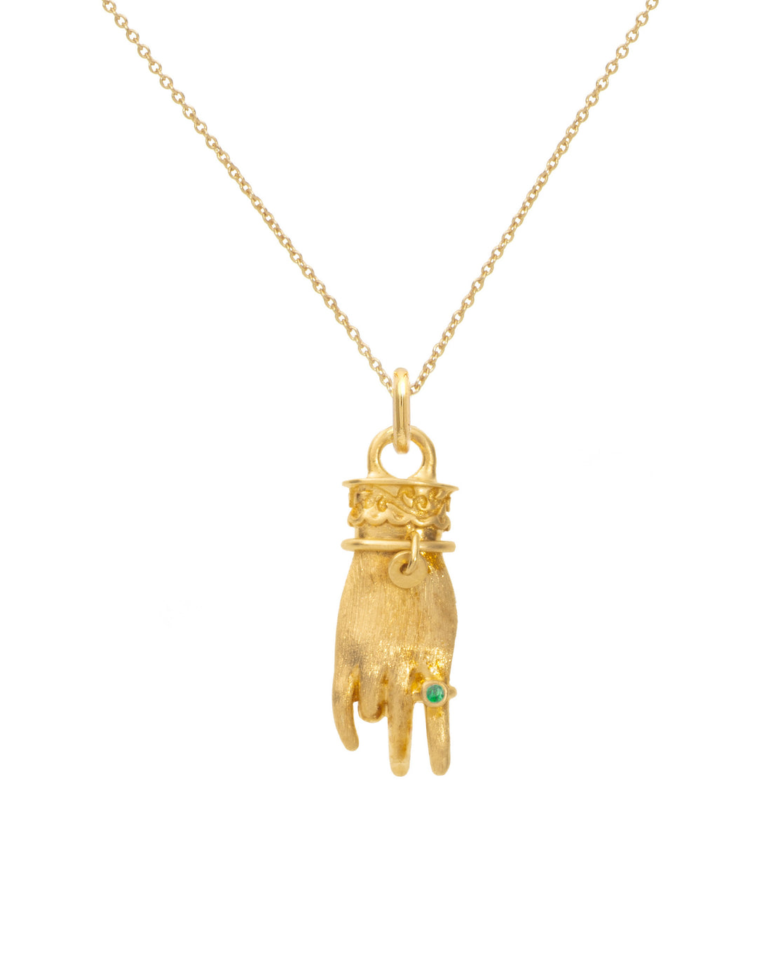 Collier mudra Surya en laiton doré avec onyx verte, bijou spirituel inspiré du yoga pour harmoniser l'énergie solaire
