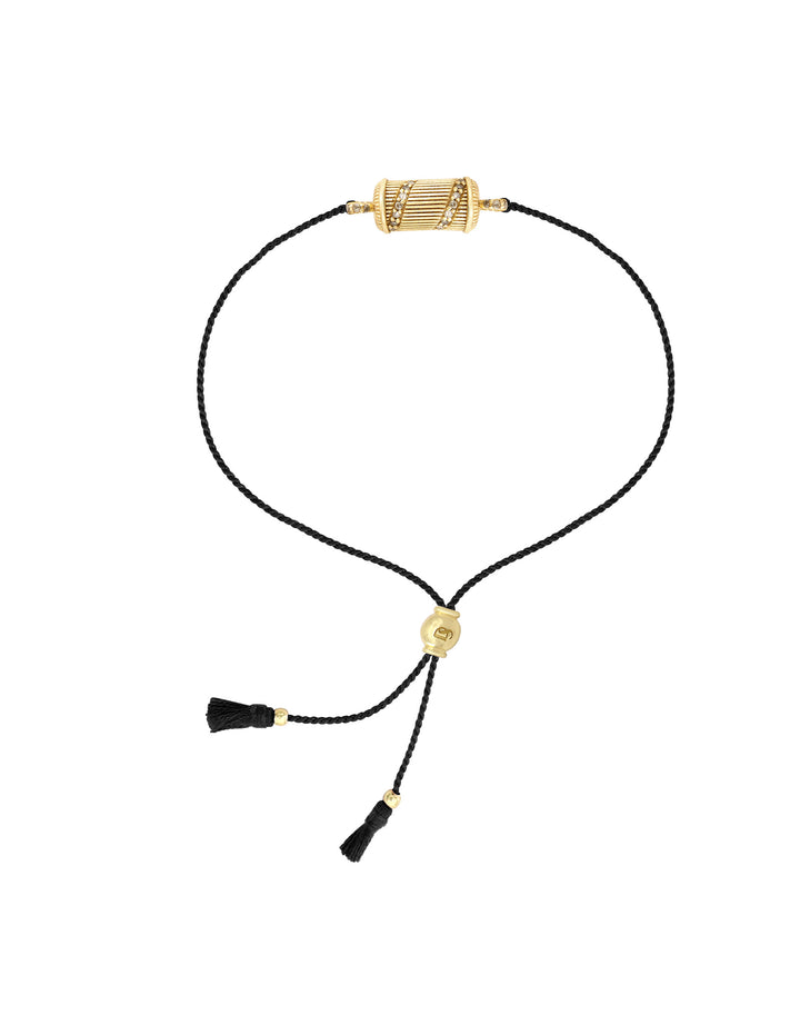 Bracelet Tabiz Spirale Topaze Blanche Fil Noir