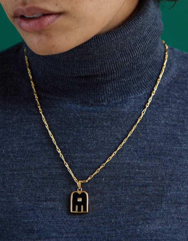 Collier Thali pierre Noire onyx Blanc topaze