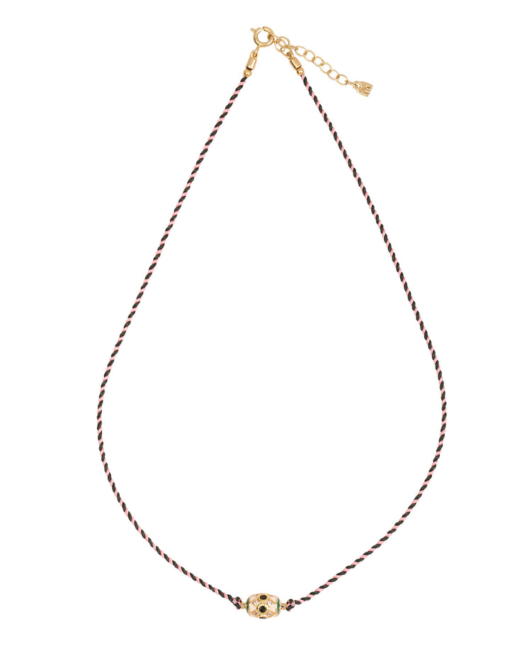 Vinales Choker two-tone thread Dark green and Light pink