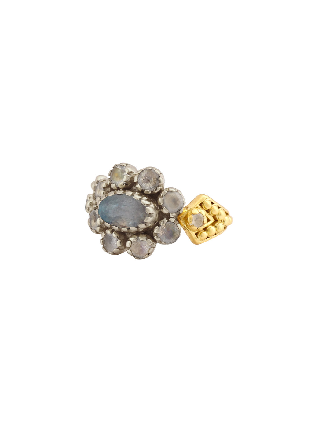 Ear cuff Anne en argent 925 bicolore avec labradorite ovale facettée – Dorothee Sausset