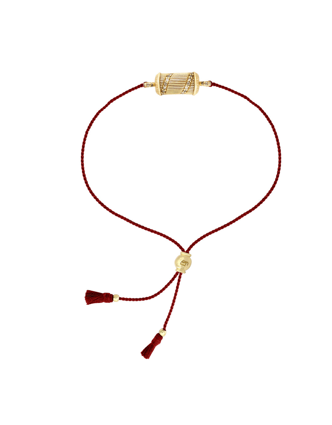 Bracelet Tabiz Spirale en argent 925 plaqué or avec topaze blanche et fil rouge ajustable – Dorothee Sausset