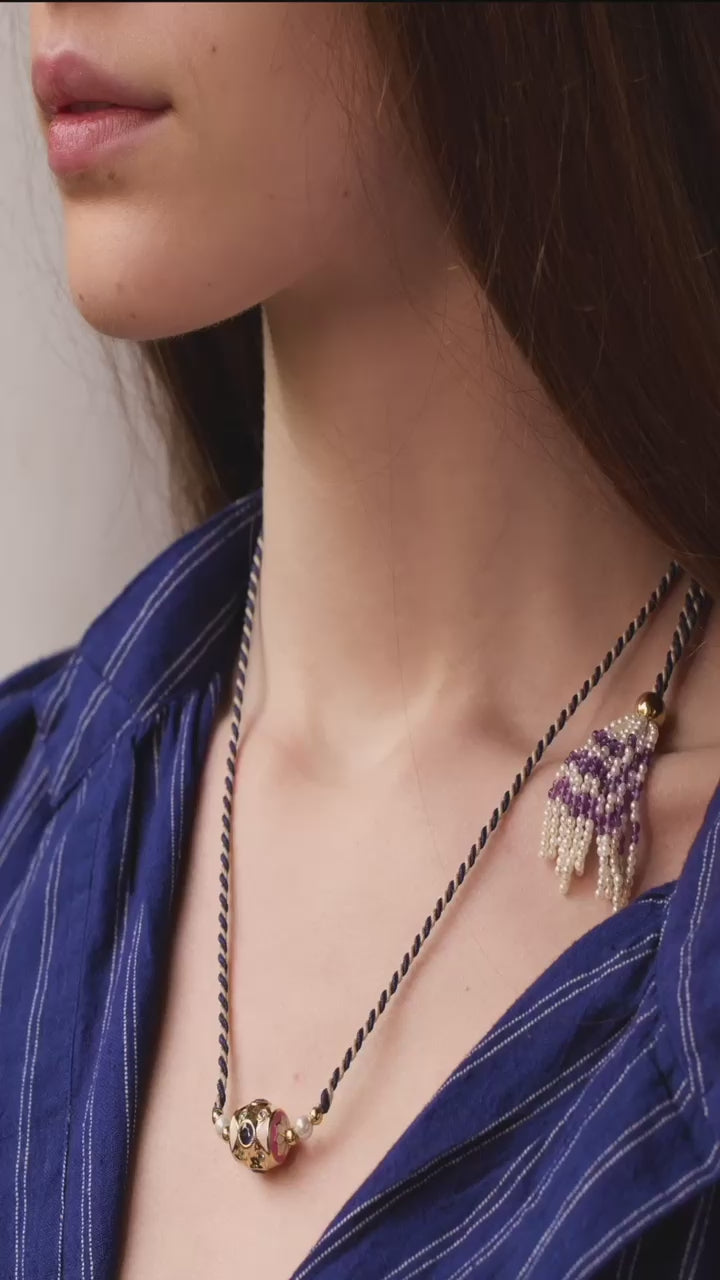 Choker Havana fil bicolor Noir et Écru