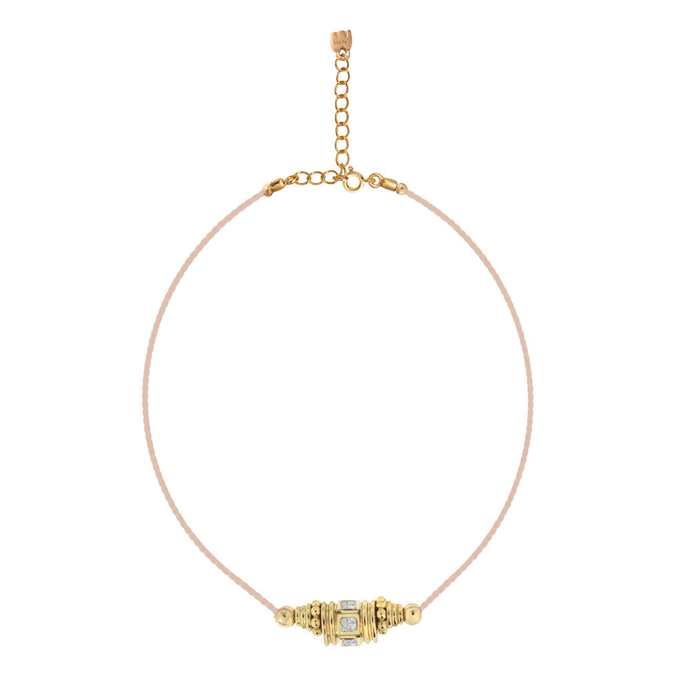 Rakhi 2 Choker Topaze Blanche Fil Nude