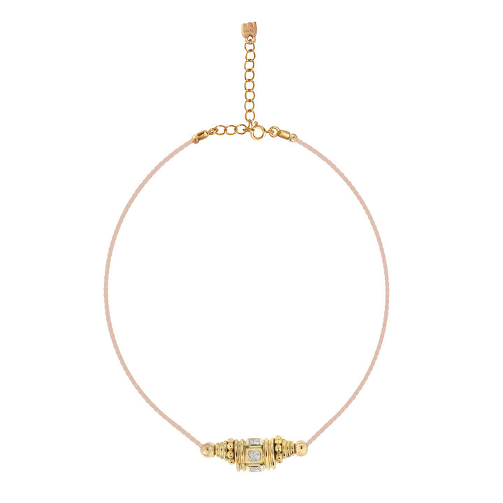 Rakhi 2 Choker Topaze Blanche Fil Nude
